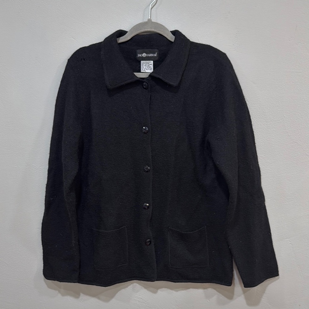 Sag Harbor 100% Wool Women's Jacket Button Blazer Size Medium